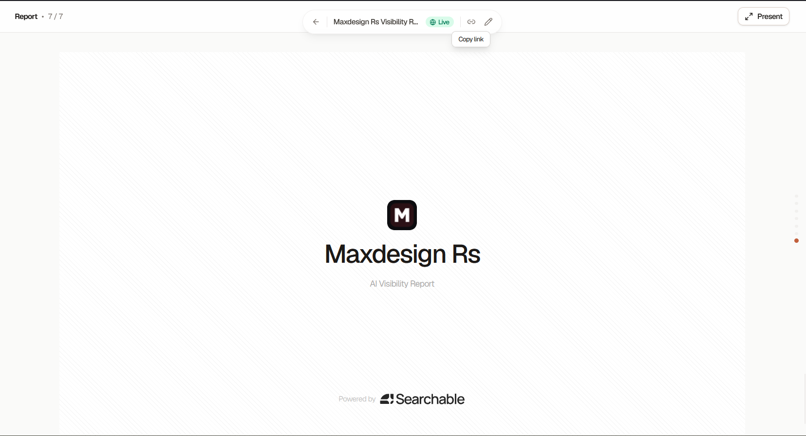 MaxDesign AI visibility report methodology and closing slide